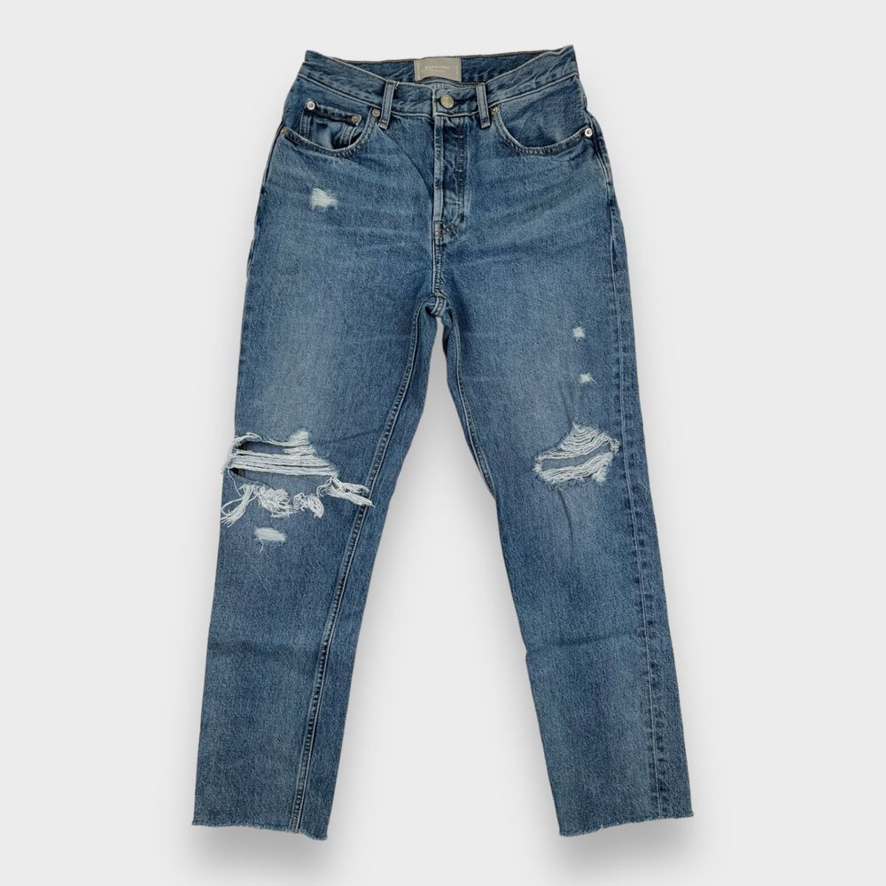 EVERLANE The Cheeky Jean Crop Distressed Blue Jeans Women's Size 26